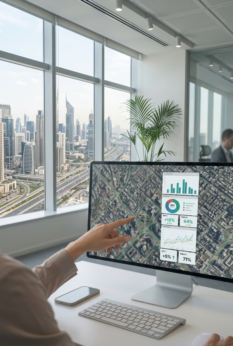 Spatial analytics platform showing ranked scenario outcomes