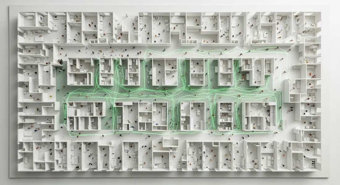DBF hospital layout model — optimal routing paths